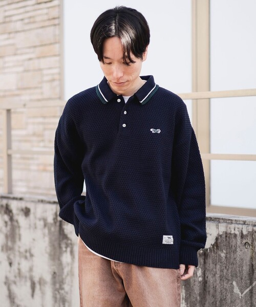 PENNEYS（ぺニーズ）の「【EXCLUSIVE】PENNEY'S / FOX ワンポイント ニットポロ（ユニセックス）（ポロシャツ・メンズ・ネイビー/グリーン/ダークブラウン・MEDIUM/SMALL/LARGE）」の6枚目の写真