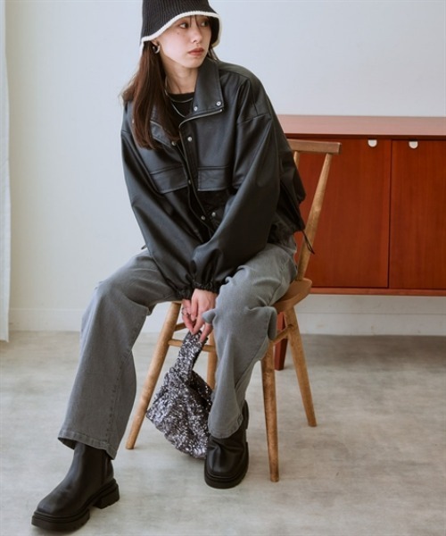 nissen（ニッセン）の「フェイクレザージャケット（その他アウター・レディース・ブラック・M/S/LL/L）」の2枚目の写真