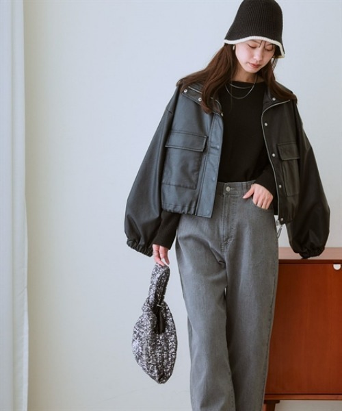 nissen（ニッセン）の「フェイクレザージャケット（その他アウター・レディース・ブラック・M/S/LL/L）」の3枚目の写真