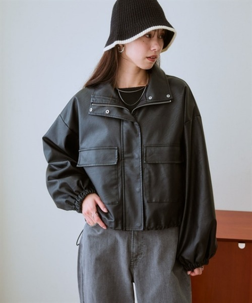 nissen（ニッセン）の「フェイクレザージャケット（その他アウター・レディース・ブラック・M/S/LL/L）」の4枚目の写真