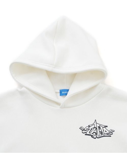 GLAZOS（グラソス）の「【大人向けサイズあり】【毛玉になりにくいしっかり暖か素材】裏起毛・ランダムプリントビッグパーカー（パーカー・キッズ・ホワイト/ブラック・LL/L/M/S）」の11枚目の写真