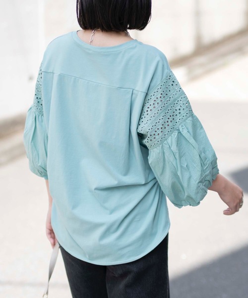 ＆HALF（アンドハーフ）の「インド綿袖刺繍デザイントップス（インド綿.インドコットン.コットン100%,綿100%）（Tシャツ/カットソー・レディース・ブラック/イエロー/ミント/ロイヤルブルー/オフホワイト・M/L）」の20枚目の写真