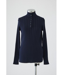 Open collar rib knit tops オープンカラーリブニットトップス