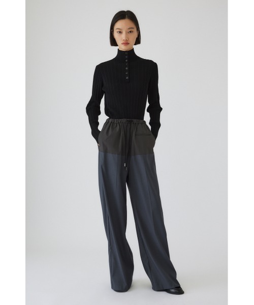 Open collar rib knit tops オープンカラーリブニットトップス（ニット