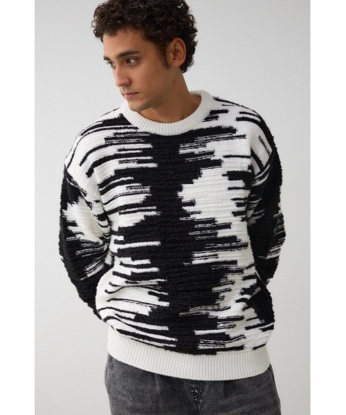 AZUL by moussy（アズールバイマウジー）の「モザイクジャガードニット（ニット/セーター・メンズ・ピンク系その他/ブラック系その他/ホワイト系その他/グリーン系その他・FREE）」の5枚目の写真
