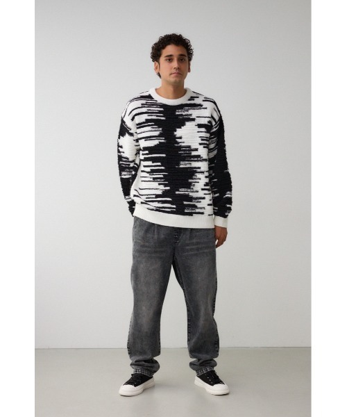 AZUL by moussy（アズールバイマウジー）の「モザイクジャガードニット（ニット/セーター・メンズ・ピンク系その他/ブラック系その他/ホワイト系その他/グリーン系その他・FREE）」の7枚目の写真