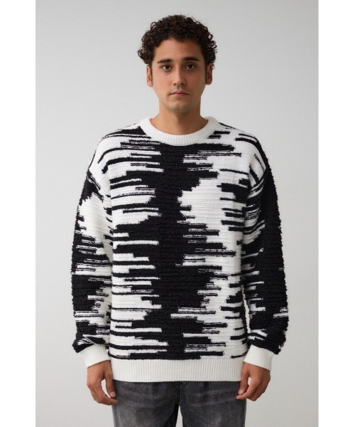 AZUL by moussy（アズールバイマウジー）の「モザイクジャガードニット（ニット/セーター・メンズ・ピンク系その他/ブラック系その他/ホワイト系その他/グリーン系その他・FREE）」の8枚目の写真