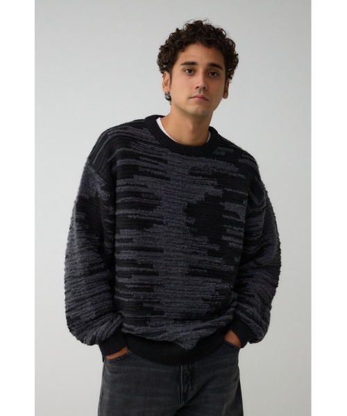 AZUL by moussy（アズールバイマウジー）の「モザイクジャガードニット（ニット/セーター・メンズ・ピンク系その他/ブラック系その他/ホワイト系その他/グリーン系その他・FREE）」の17枚目の写真