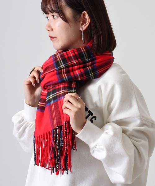 Ree&Mee 大判サイズ タータンチェック ストール マフラー