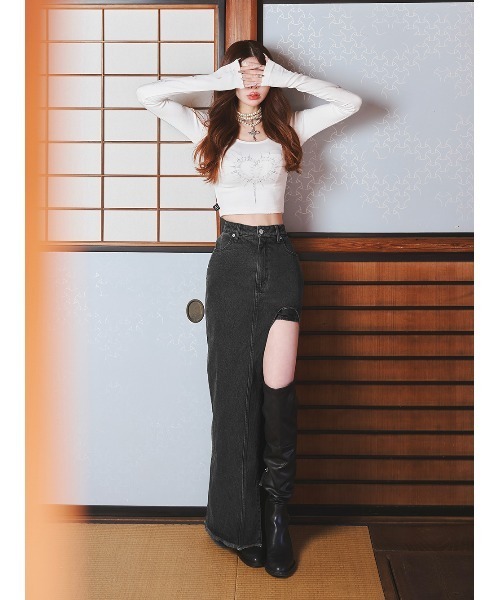 Darich ハートモチーフクロップドトップス Darich（ダーリッチ）の「ハートモチーフクロップドトップス