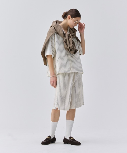 soerte ルーズハーフスリーブオープンカラーシャツ　ネイビー3 LOOSE H / S OPEN COLLAR SHIRT (ASSORT)/ルーズハーフスリーブ