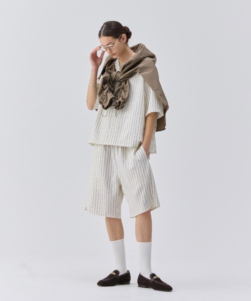 soerte（ソエルテ）の「Loose H / S open collar shirt ( Assort ) / ルーズハーフスリーブオープンカラーシャツ（シャツ/ブラウス・メンズ・ブルー/ネイビー/ホワイト/ブラウン/ブラック/イエロー・1/2/3）」の16枚目の写真