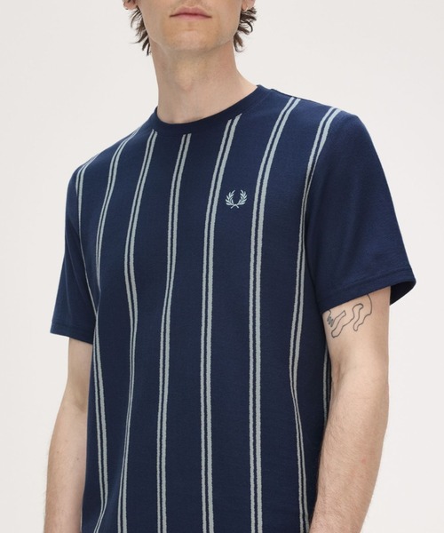 セール】Striped Crepe Pique T-Shirt／ストライプクレープピケT