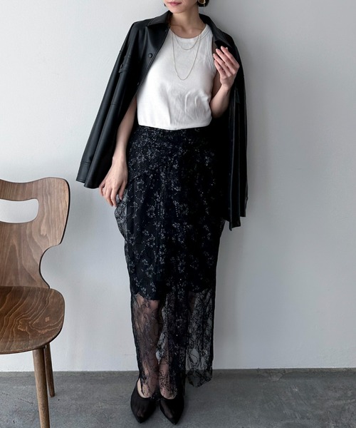 YOLO（ヨーロ）の「【YOLO】Lace Skirt（スカート・レディース・ブラック・FREE）」の2枚目の写真