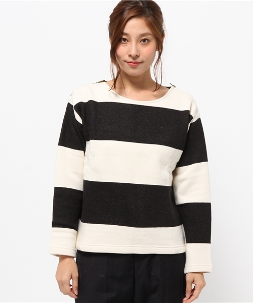 LBC（エルビーシー）の「起毛ボーダージッププルオーバー    （Tシャツ/カットソー・レディース・ブラック/スカイブルー・MEDIUM/LARGE）」の3枚目の写真