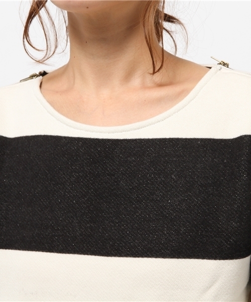 LBC（エルビーシー）の「起毛ボーダージッププルオーバー    （Tシャツ/カットソー・レディース・ブラック/スカイブルー・MEDIUM/LARGE）」の6枚目の写真