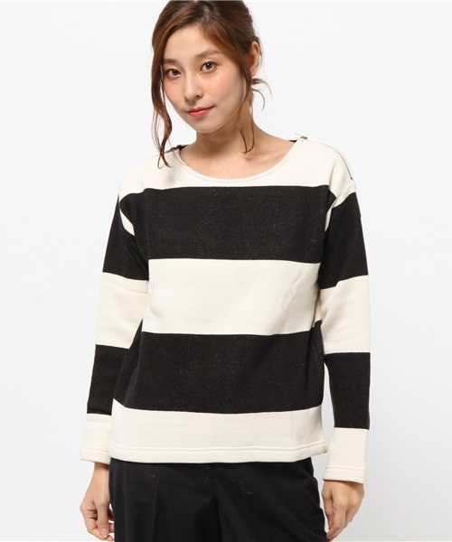 LBC（エルビーシー）の「起毛ボーダージッププルオーバー    （Tシャツ/カットソー・レディース・ブラック/スカイブルー・MEDIUM/LARGE）」の12枚目の写真