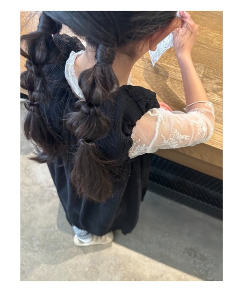 TARKER（ターカー）の「シフォンワンピース（ワンピース・キッズ・ブラック/オフホワイト・100/90/150/140/130/120/110）」の8枚目の写真