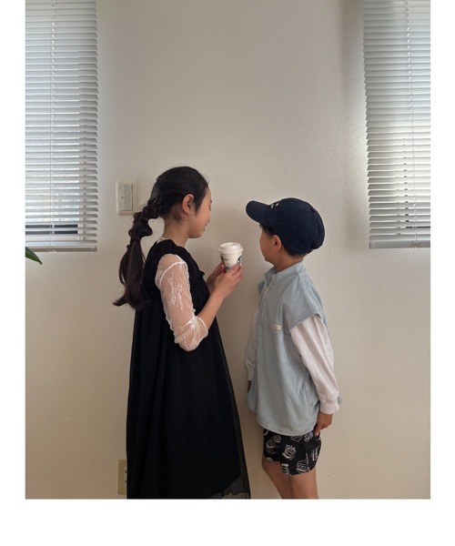 TARKER（ターカー）の「シフォンワンピース（ワンピース・キッズ・ブラック/オフホワイト・100/90/150/140/130/120/110）」の5枚目の写真