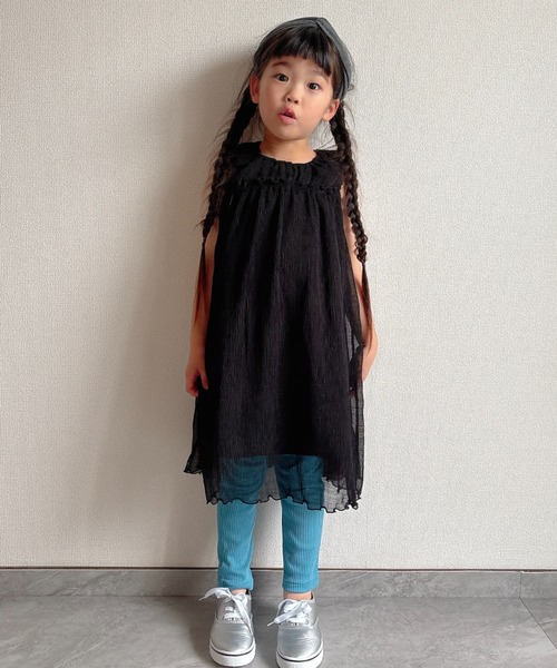 TARKER（ターカー）の「シフォンワンピース（ワンピース・キッズ・ブラック/オフホワイト・100/90/150/140/130/120/110）」の14枚目の写真