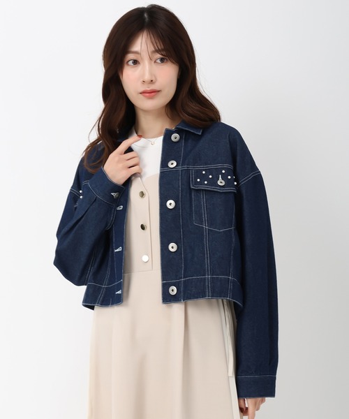 MISCH MASCH(ミッシュマッシュ)の「パールデニムジャケット(テーラードジャケット・レディース・ホワイト/ネイビー・S/M)」の11枚目の写真
