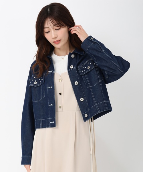 MISCH MASCH(ミッシュマッシュ)の「パールデニムジャケット(テーラードジャケット・レディース・ホワイト/ネイビー・S/M)」の12枚目の写真