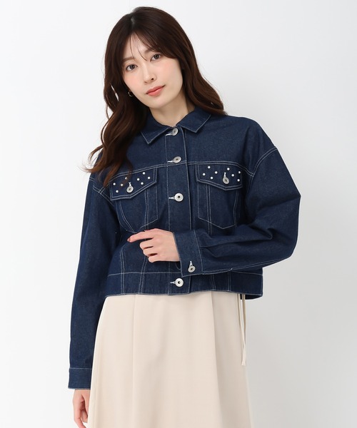 MISCH MASCH(ミッシュマッシュ)の「パールデニムジャケット(テーラードジャケット・レディース・ホワイト/ネイビー・S/M)」の9枚目の写真