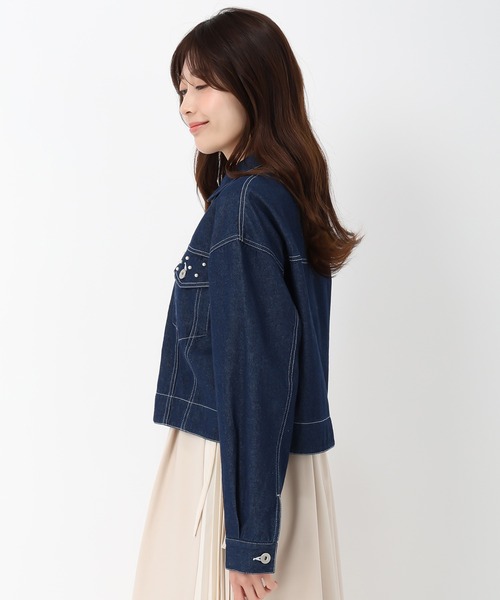 MISCH MASCH(ミッシュマッシュ)の「パールデニムジャケット(テーラードジャケット・レディース・ホワイト/ネイビー・S/M)」の20枚目の写真