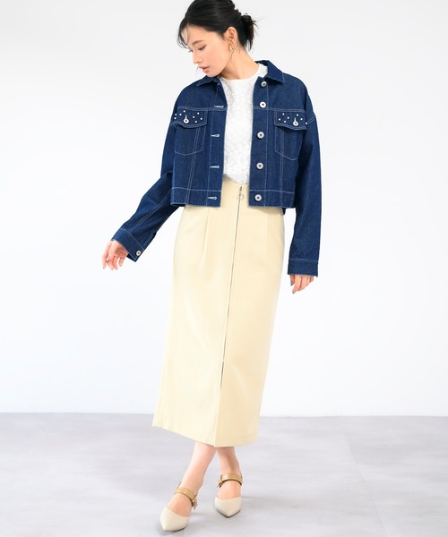 MISCH MASCH(ミッシュマッシュ)の「パールデニムジャケット(テーラードジャケット・レディース・ホワイト/ネイビー・S/M)」の5枚目の写真