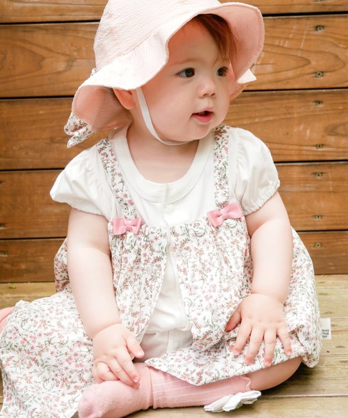 MAKE YOUR DAY（メイクユアデイ）の「小さなお花レイヤードロンパス（ロンパース・キッズ・ピンク/イエロー・70/80）」の2枚目の写真