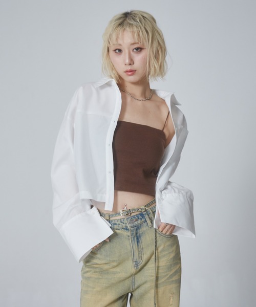 ENVYM（アンビー）の「テレコカップインショートキャミソール（キャミソール・レディース・ブラウン/ホワイト・FREE）」の8枚目の写真