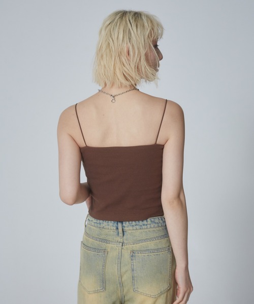 ENVYM（アンビー）の「テレコカップインショートキャミソール（キャミソール・レディース・ブラウン/ホワイト・FREE）」の6枚目の写真