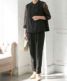 Jolie et Jolie | フロントプリーツブラウス＋サルエルパンツセットアップドレス(パンツドレス)