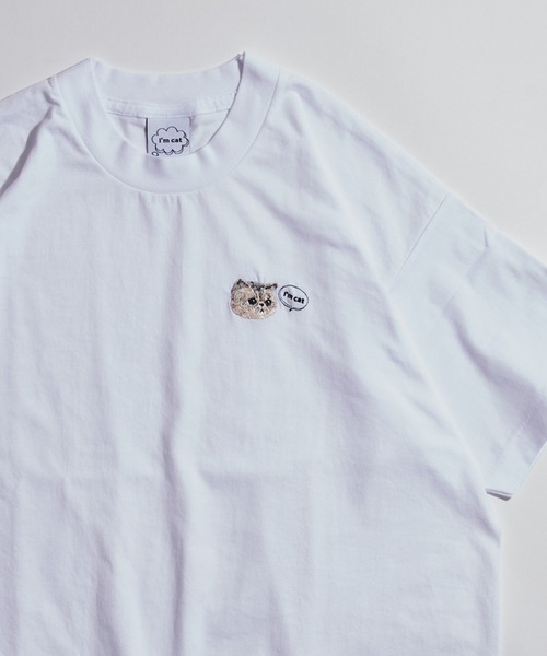 SETUP7（セットアップセブン）の「【I'm cat】ワンポイント猫刺繍Tシャツ ネコTシャツ（Tシャツ/カットソー・レディース・ホワイト/ホワイト系その他3/ブラック系1/ブラック系その他4/ホワイト系その他2/ホワイト系その他4/ブラック系その他3/ホワイト系1/ブラック/ブラック系その他2・S/M）」の14枚目の写真