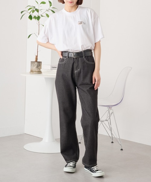 SETUP7（セットアップセブン）の「【I'm cat】ワンポイント猫刺繍Tシャツ ネコTシャツ（Tシャツ/カットソー・レディース・ホワイト/ホワイト系その他3/ブラック系1/ブラック系その他4/ホワイト系その他2/ホワイト系その他4/ブラック系その他3/ホワイト系1/ブラック/ブラック系その他2・S/M）」の16枚目の写真