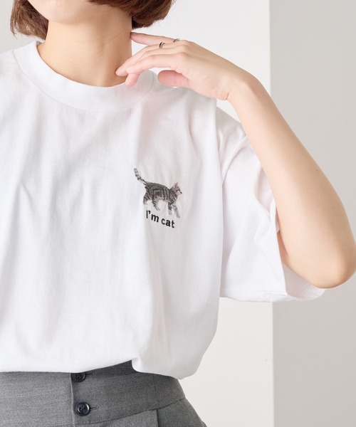 SETUP7（セットアップセブン）の「【I'm cat】ワンポイント猫刺繍Tシャツ ネコTシャツ（Tシャツ/カットソー・レディース・ホワイト/ホワイト系その他3/ブラック系1/ブラック系その他4/ホワイト系その他2/ホワイト系その他4/ブラック系その他3/ホワイト系1/ブラック/ブラック系その他2・S/M）」の18枚目の写真