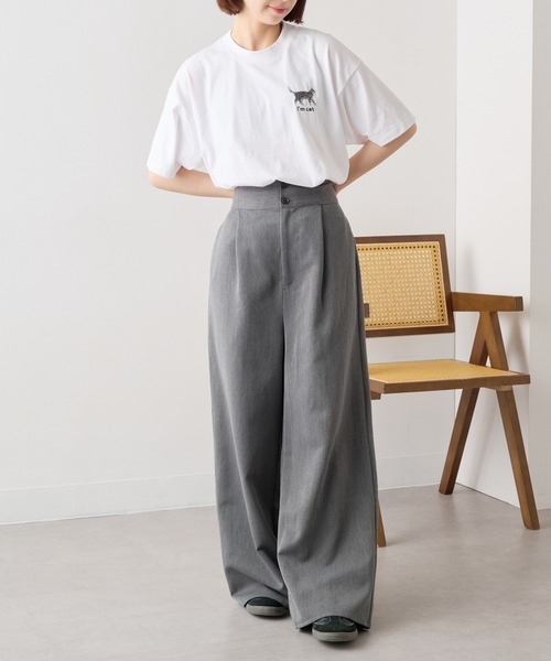 SETUP7（セットアップセブン）の「【I'm cat】ワンポイント猫刺繍Tシャツ ネコTシャツ（Tシャツ/カットソー・レディース・ホワイト/ホワイト系その他3/ブラック系1/ブラック系その他4/ホワイト系その他2/ホワイト系その他4/ブラック系その他3/ホワイト系1/ブラック/ブラック系その他2・S/M）」の19枚目の写真