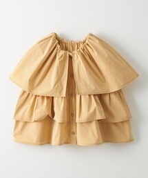 【新品未使用・美品】【グリーンレーベルリラクシング】シャーリング半袖ブラウス黄色 セール】P 切り替え バンドカラー ブラウス(504807931