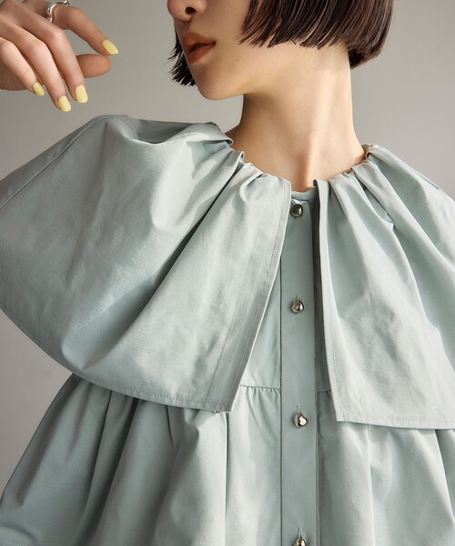 エメルリファインズ★ミントグリーンティアードフリルカットブラウス未使用 UNITED ARROWS green label relaxing｜<EMMEL REFINES>EM