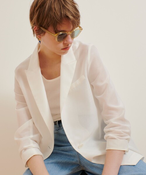 新品タグ付き アルアバイル ワルツシアーオーガンジーシアージャケット ホワイト ライトオーガンジーシアージャケット|allureville OFFICIAL SITE