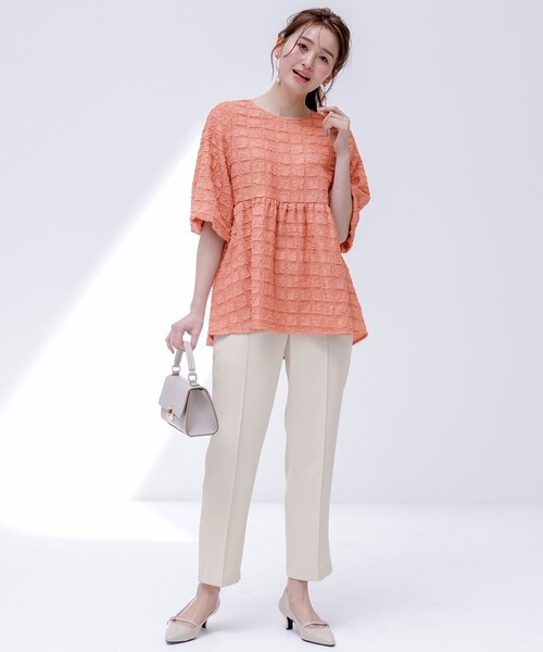 ANY SIS（エニィスィス）の「【洗える】ワッフルライクフクレジャカード チュニック（Tシャツ/カットソー・レディース・ブラック系/ホワイト系/ブラウン系・2）」の6枚目の写真