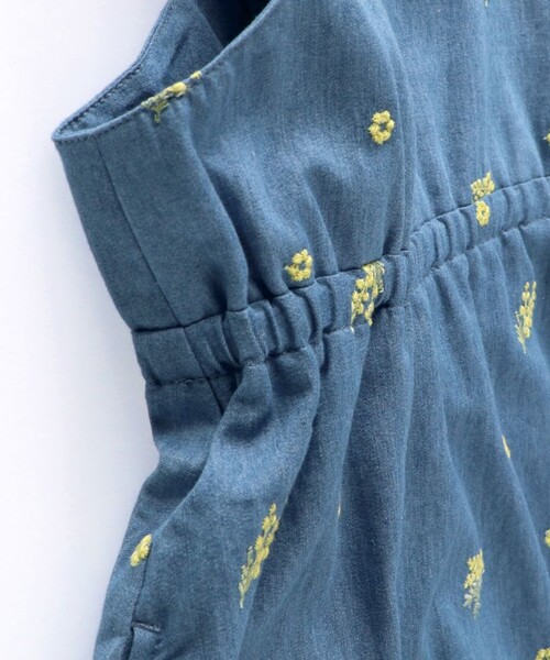 BRANSHES(ブランシェス)の「【おそろい】ミモザ刺繍ジャンパースカート(ジャンパースカート・キッズ・ブルー・100/110/90/150/140/130/120)」の4枚目の写真