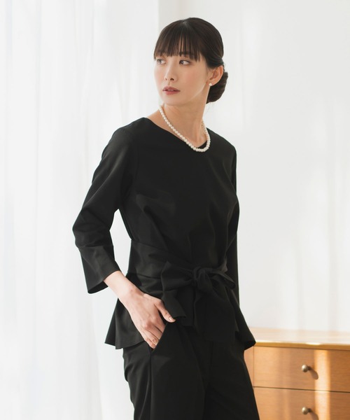 Rebloom(リブルーム Rebloom Reb loom)の「【セットアップ対応/洗える/セレモニースーツ】マルチWAY サッシュベルト付きペプラムフレアトップス 単品(シャツ/ブラウス・レディース・ブラック/ネイビー/グレー・L/M/S)」の20枚目の写真