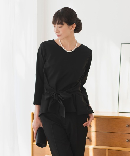 Rebloom(リブルーム Rebloom Reb loom)の「【セットアップ対応/洗える/セレモニースーツ】マルチWAY サッシュベルト付きペプラムフレアトップス 単品(シャツ/ブラウス・レディース・ブラック/ネイビー/グレー・L/M/S)」の19枚目の写真