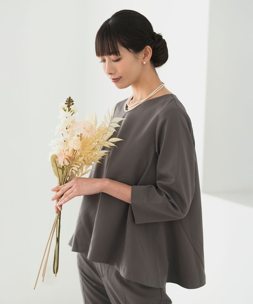 Rebloom(リブルーム Rebloom Reb loom)の「【セットアップ対応/洗える/セレモニースーツ】マルチWAY サッシュベルト付きペプラムフレアトップス 単品(シャツ/ブラウス・レディース・ブラック/ネイビー/グレー・L/M/S)」の4枚目の写真