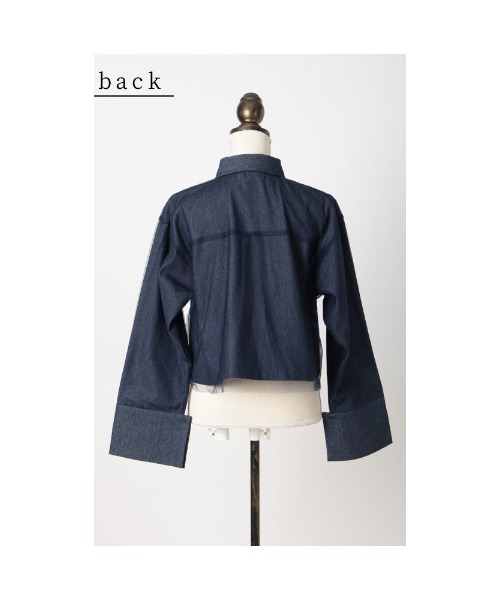 Sawa a la mode(サワアラモード)の「異素材デニムシャツジャケット(シャツ/ブラウス・レディース・ブラック/ブルー・FREE)」の5枚目の写真