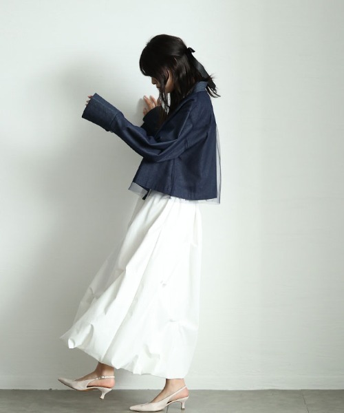 Sawa a la mode(サワアラモード)の「異素材デニムシャツジャケット(シャツ/ブラウス・レディース・ブラック/ブルー・FREE)」の9枚目の写真