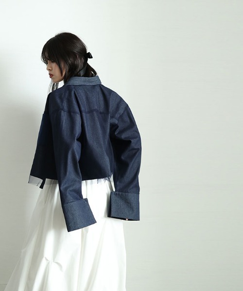 Sawa a la mode(サワアラモード)の「異素材デニムシャツジャケット(シャツ/ブラウス・レディース・ブラック/ブルー・FREE)」の11枚目の写真