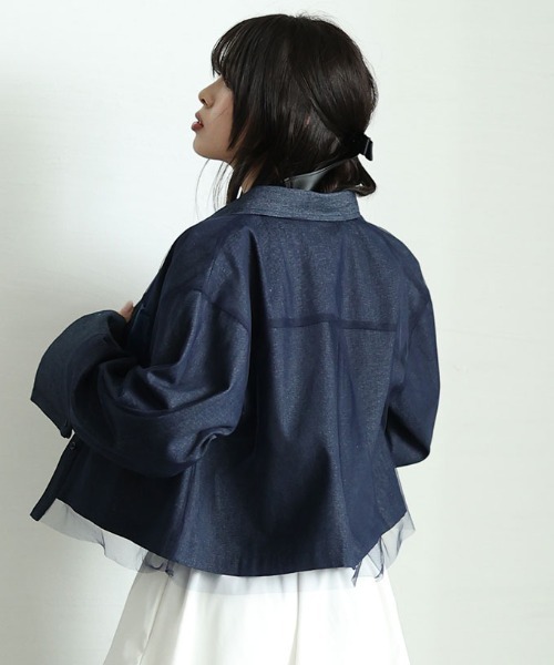 Sawa a la mode(サワアラモード)の「異素材デニムシャツジャケット(シャツ/ブラウス・レディース・ブラック/ブルー・FREE)」の14枚目の写真