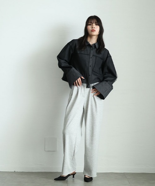 Sawa a la mode(サワアラモード)の「異素材デニムシャツジャケット(シャツ/ブラウス・レディース・ブラック/ブルー・FREE)」の22枚目の写真